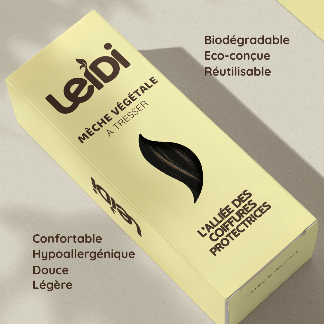 Packaging de la mèche végétale à tresser noir